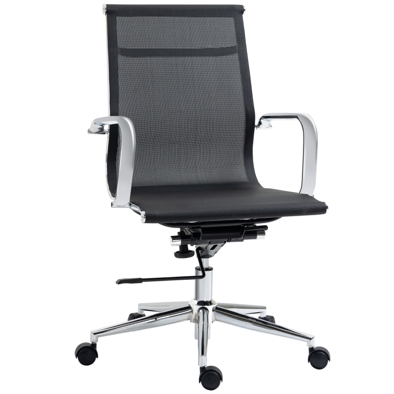 Vinsetto Fauteuil de bureau direction design contemporain chromé noir