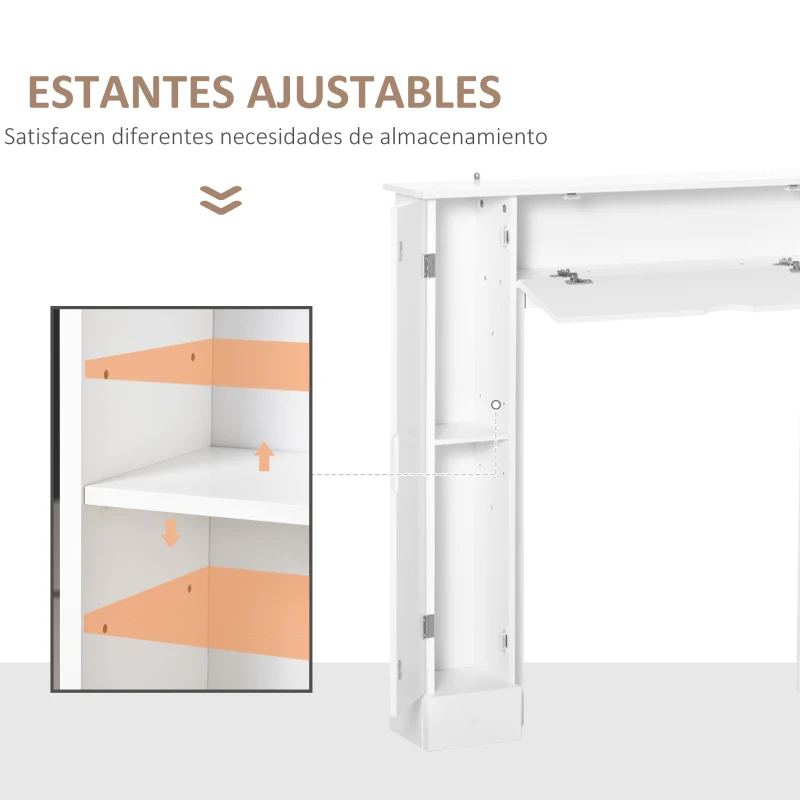 HOMCOM Marco de Chimenea Decorativo con 3 Puertas y Estantes Interiores Ajustables Estructura de Chimenea Moderna para Salón Pasillo 107x18x100 cm Blanco