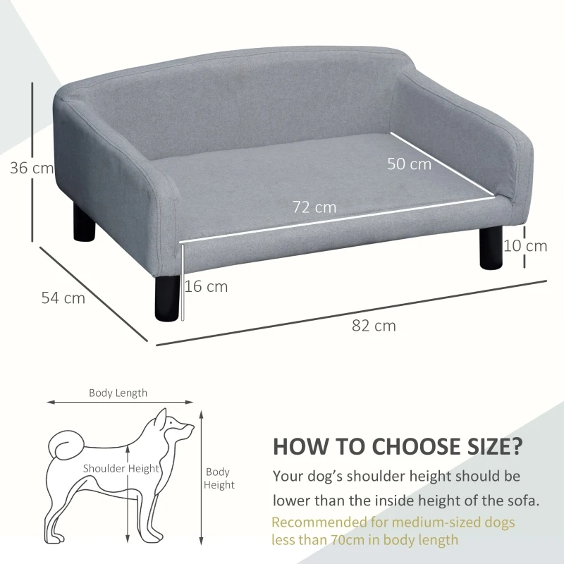 PawHut Modern Design Pet Sofa for Cat or Medium-sized Dog with Armrests and Widened Rest Area