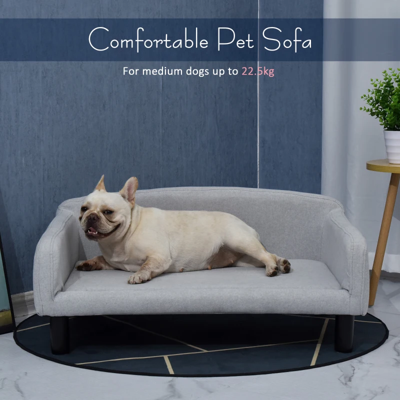 PawHut Modern Design Pet Sofa for Cat or Medium-sized Dog with Armrests and Widened Rest Area