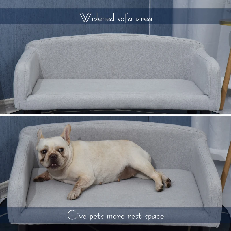 PawHut Modern Design Pet Sofa for Cat or Medium-sized Dog with Armrests and Widened Rest Area