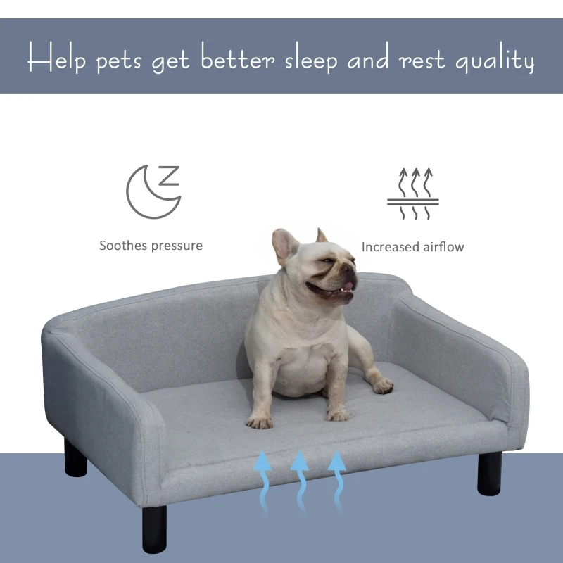 PawHut Modern Design Pet Sofa for Cat or Medium-sized Dog with Armrests and Widened Rest Area