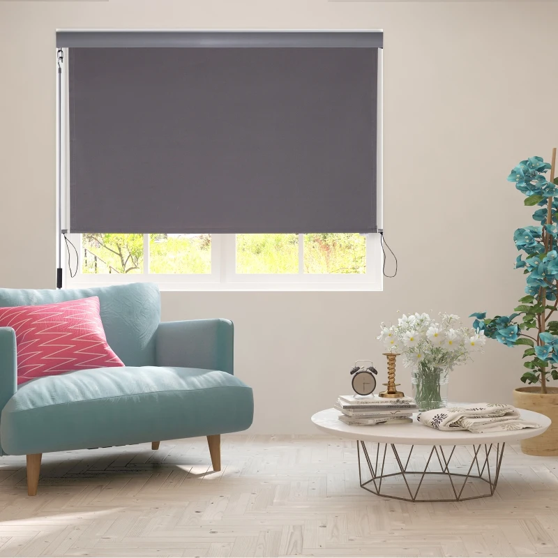 Outsunny Polyester Fabric easy mounting weather-resistant Manual Patio Window Blind Pull Down Roller Sun Shade