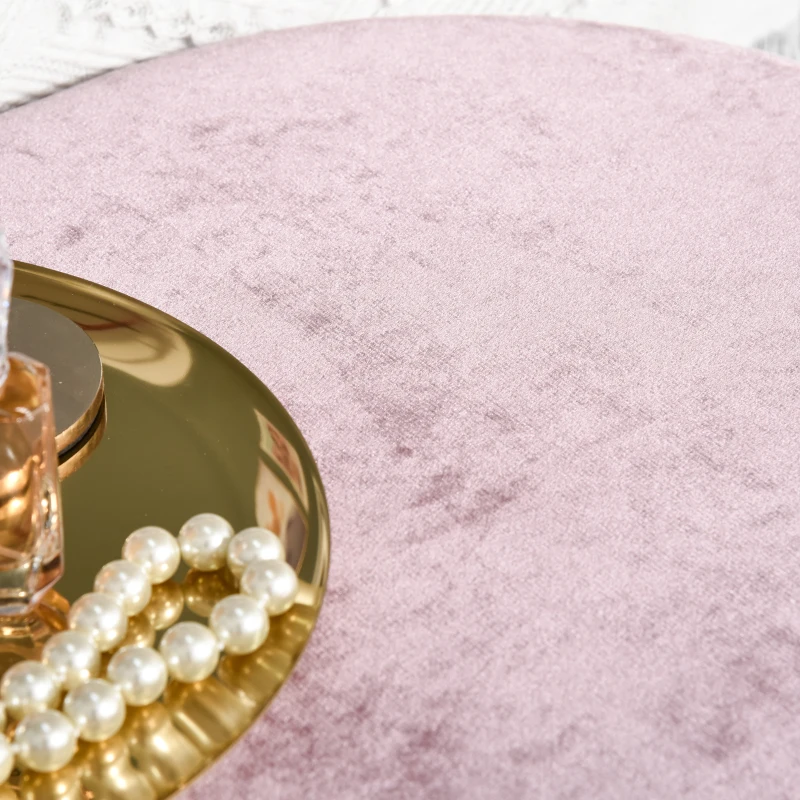 HOMCOM Rectangle Storage Ottoman Mid-century Modern Bench Stool Velvet Footrest Bedroom Living Room Furniture,Pink