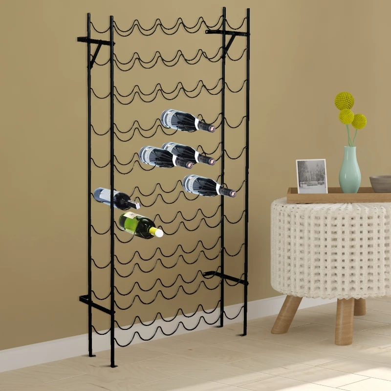 HOMCOM Wine Holder Rack with 10 Tier 60 Bottles Storage Ideal Bar Display in Black 63 x 20.5 x 118cm