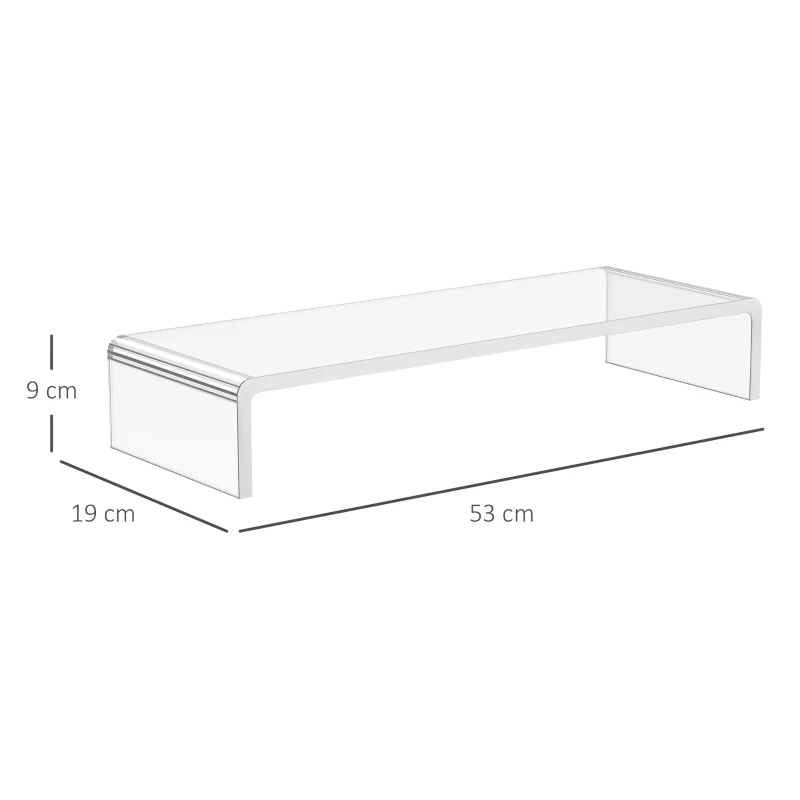 HOMCOM Large Clear Acrylic Perspex Monitor Computer TV Stand Riser Shelf Plinth Display Stand 12mm Thick