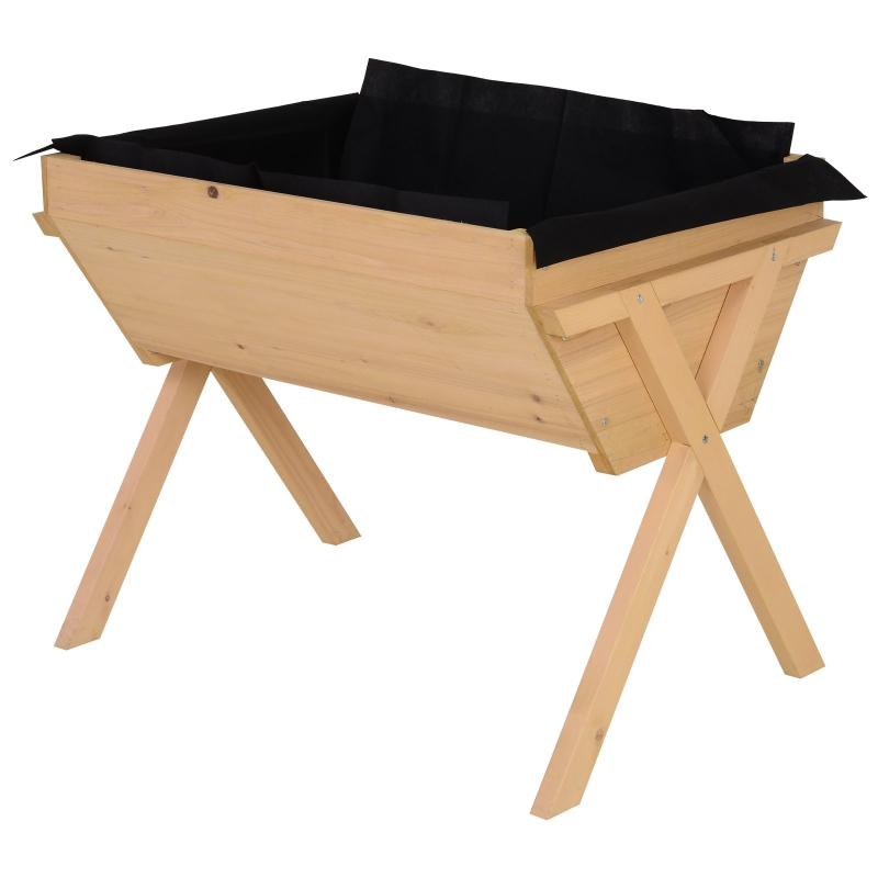Outsunny Wooden Planter Raised Bed Container Garden Plant Stand Vegetable Flower Bed Box with Liner 100 L x 70 W x 80 H cm