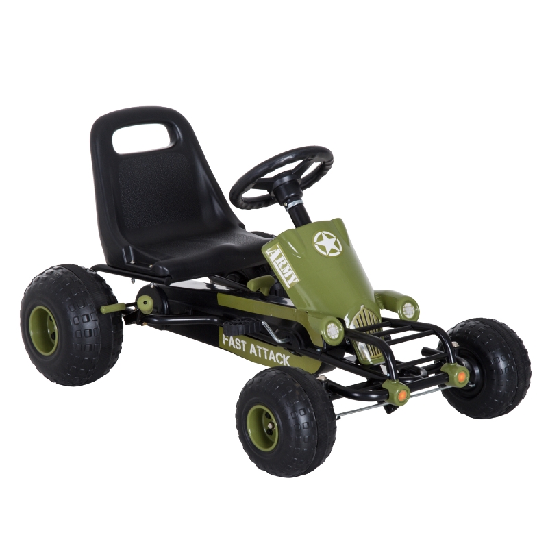 HOMCOM Kids Children Pedal Go Kart Ride on Car Adjustable Seat Braking System for 3 - 6 Years Old Green 99 x 65 x 56 cm