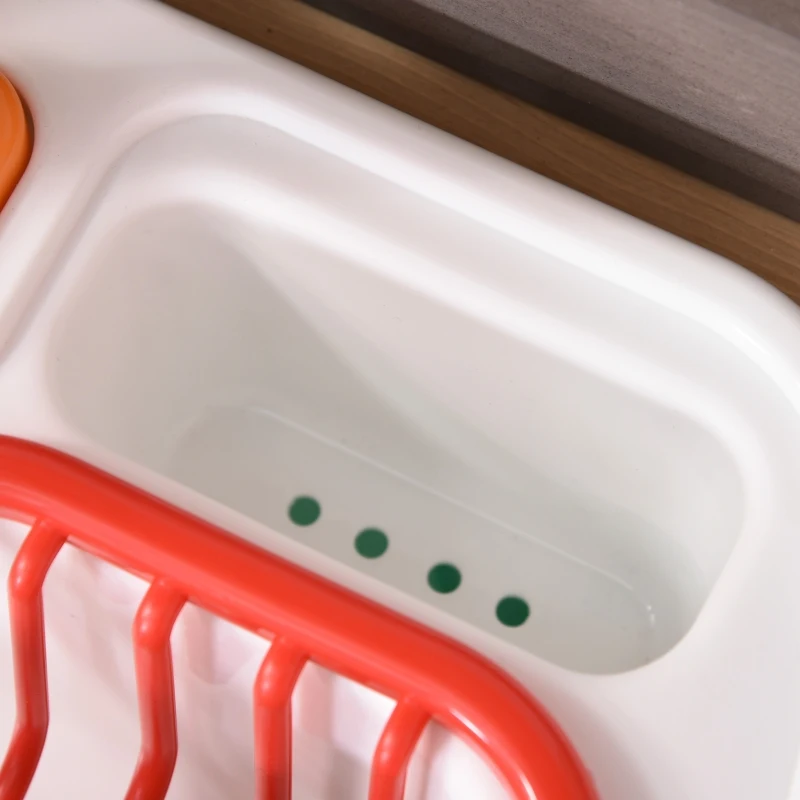 Outsunny Kitchen Playset, Kids Pretend Role Play Toy, Educational Game with Sink, Running Water, Vegetable, Dish, Educational Role Play Set for 3+ Years Old