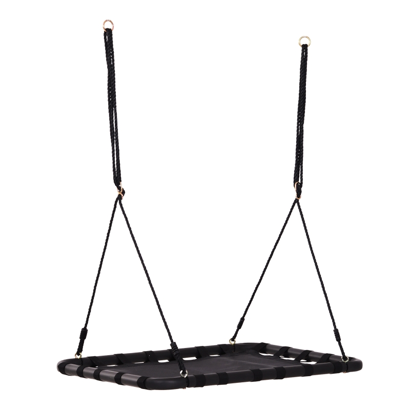 HOMCOM Hanging Tree Swing Seat Flying Platform Metal Frame Backyard Playground Black
