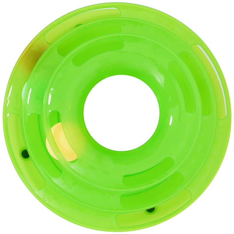 PawHut PET 3-level Tower Tracks for Cats Interactive Toy Kitty Disc Amusement Shelf Play Station Non-Slip Eco-friendly Green