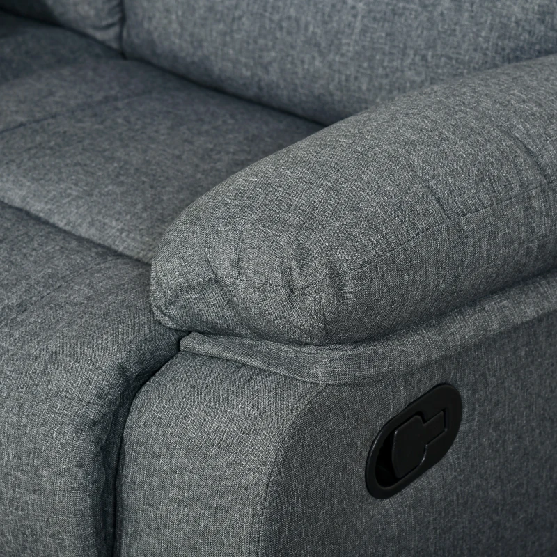 HOMCOM Double Seat Reclining Loveseat Recliner PU Faux Leather Pullback Control with Footrest-Dark Grey