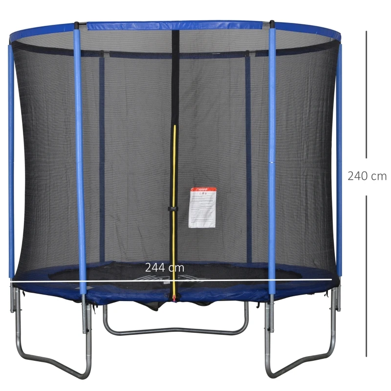 HOMCOM 244cm Trampoline for Kids and Adult with Safety Enclosure Net Spring Pad Waterproof Jump Mat for Outdoor Indoor Use