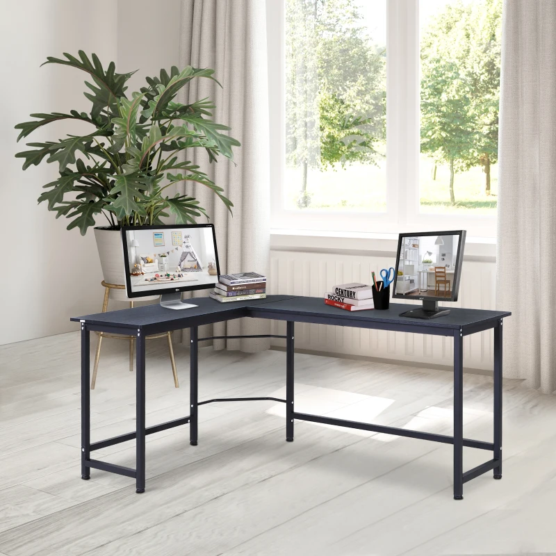 Vinsetto L-Shaped Gaming Desk Computer Desk Wood Corner PC Workstation Large Home Office Table Black