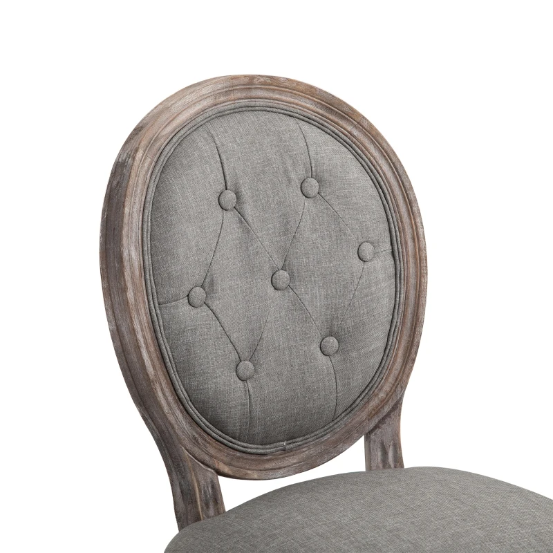HOMCOM Antique Dining Chairs, 2 Piece Fabric Upholstered  Dining Chair with  Solid Wood Legs, Button Tuft Backrets