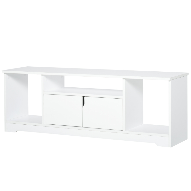 HOMCOM 120cm Modern TV Stand with Shelves & Storage Cabinet for TV up to 42'', Media Entertainment Center, Living Room Bedroom, White