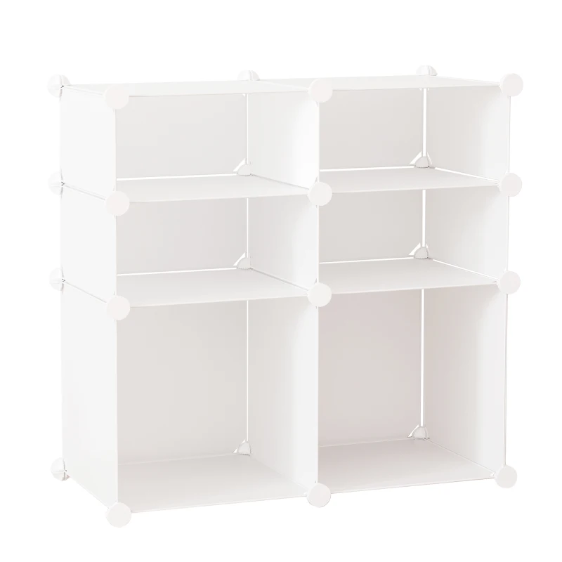 HOMCOM DIY Plastic Wardrobe Closet Free Standing Cupboard 6 Cubic Organizer Home Clothes T-shirt Divider - White