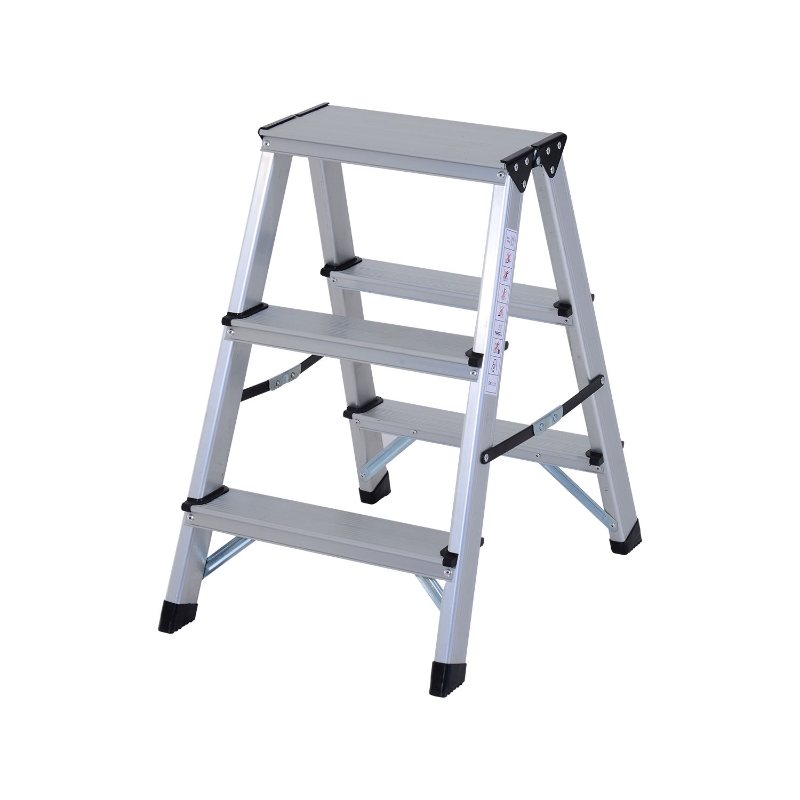 HOMCOM Aluminium Double Sided Step Ladder Folding A-type Household Stepper (3 Steps)