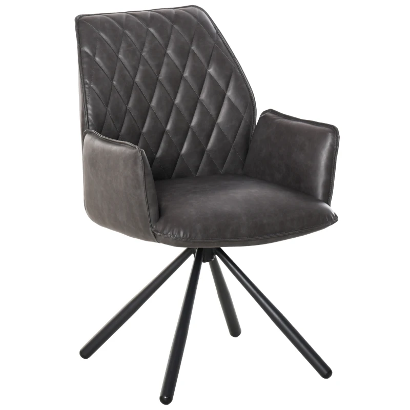 HOMCOM Swivel Dining Chair Upholstered Leisure Seat for Kitchen Living Room Office with Metal Legs