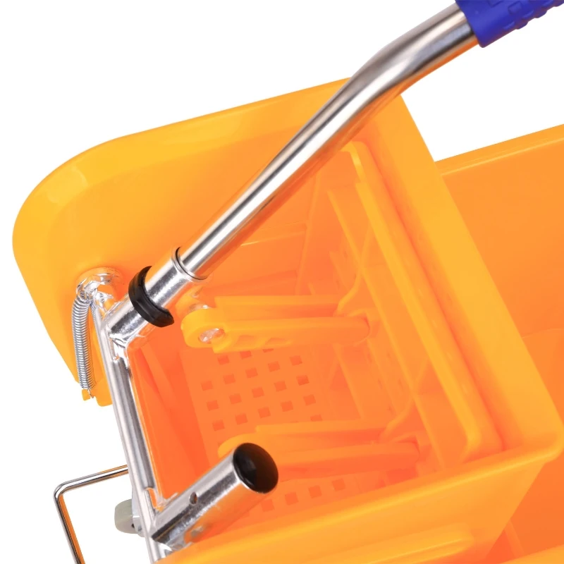 HOMCOM 20L Mop Bucket w/ Wringer Combo Mini Press caster wheels