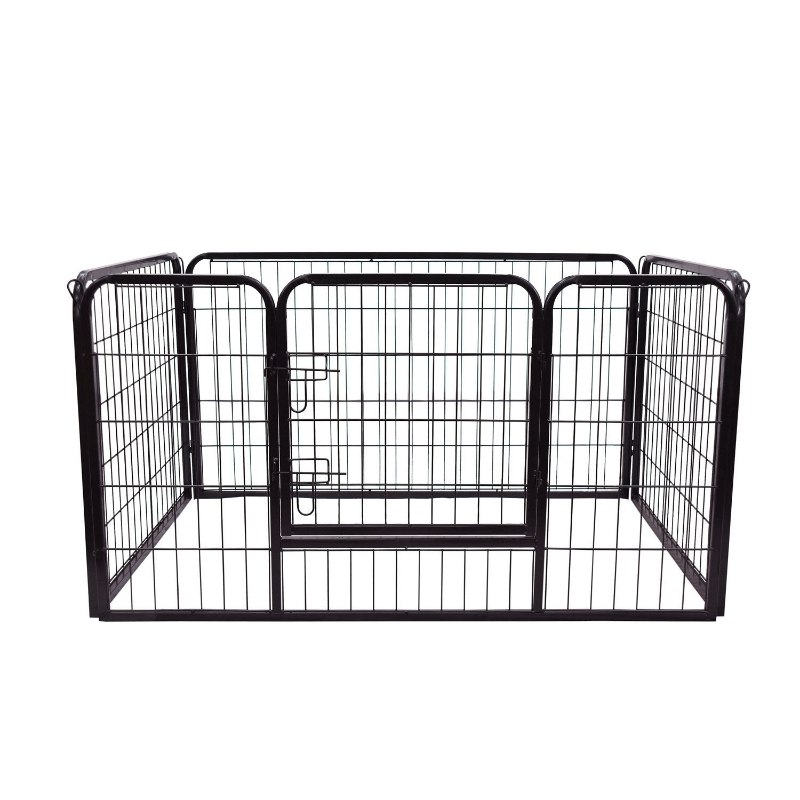 PawHut Heavy Duty Dog Pet Puppy Metal Playpen Play Pen Rabbit Pig Hutch Run Enclosure Foldable Black Large, 125 x 80 x 70 cm