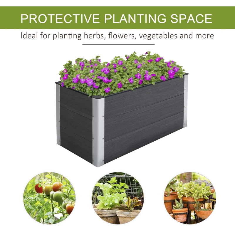 Outsunny Garden Rectangular Planting Flower Elevated Raised Seed Bed Stand Pot Outdoor Planter Vegetable Herb Holder Display Box - 50H x 100L x 50Wcm