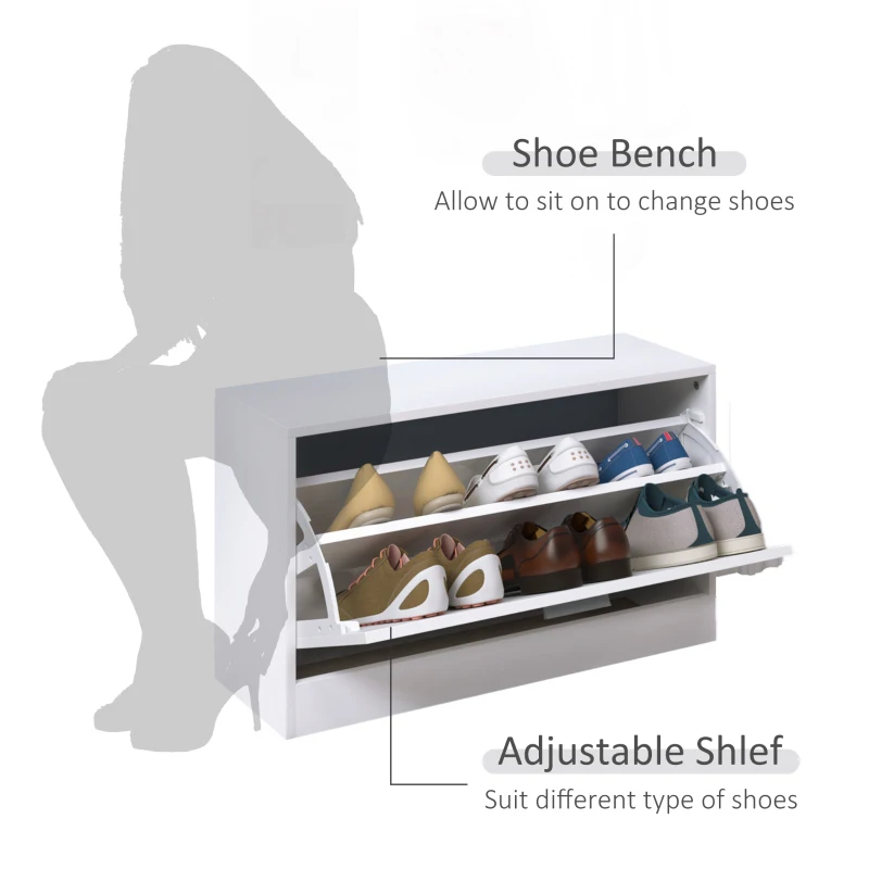 HOMCOM 3-In-1 Hallway Furniture Set Coat Rack Mirror Shoes Cabinet Storage Organiser White