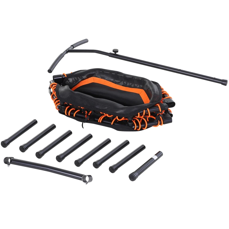 HOMCOM 45” Octagonal Mini Trampoline Rebounder Indoor Outdoor Mini Jumper with Adjustable Handle - Orange
