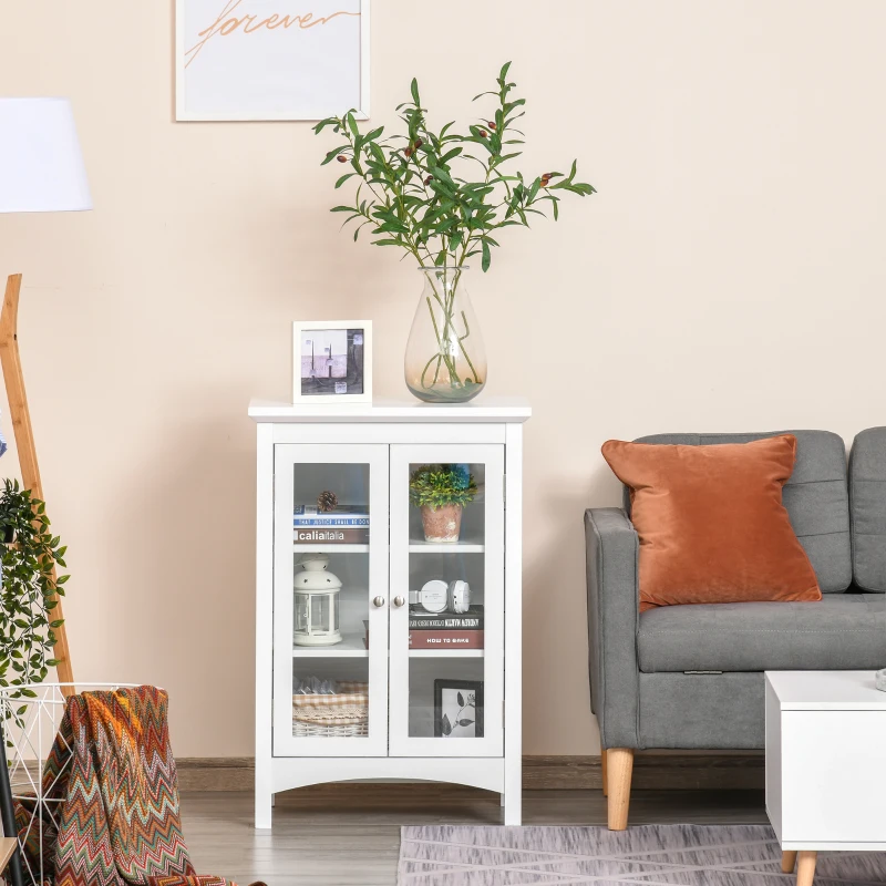 HOMCOM  Kitchen Sideboard Storage Cabinet with Glass Door and Adjustable Shelf for ,Diningroom,Living Room