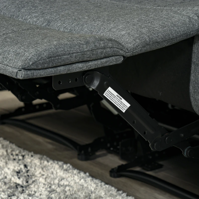 HOMCOM Double Seat Reclining Loveseat Recliner PU Faux Leather Pullback Control with Footrest-Dark Grey