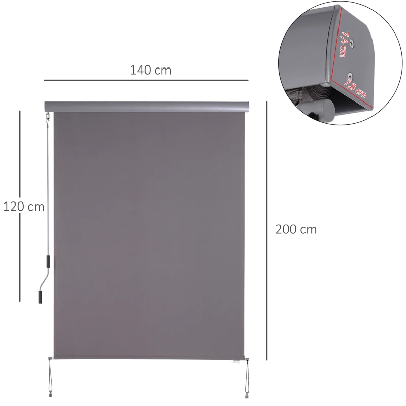 Outsunny Polyester Fabric easy mounting weather-resistant Manual Patio Window Blind Pull Down Roller Sun Shade