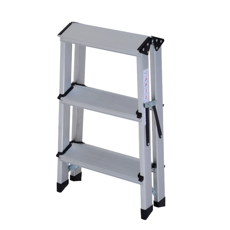 HOMCOM Aluminium Double Sided Step Ladder Folding A-type Household Stepper (3 Steps)