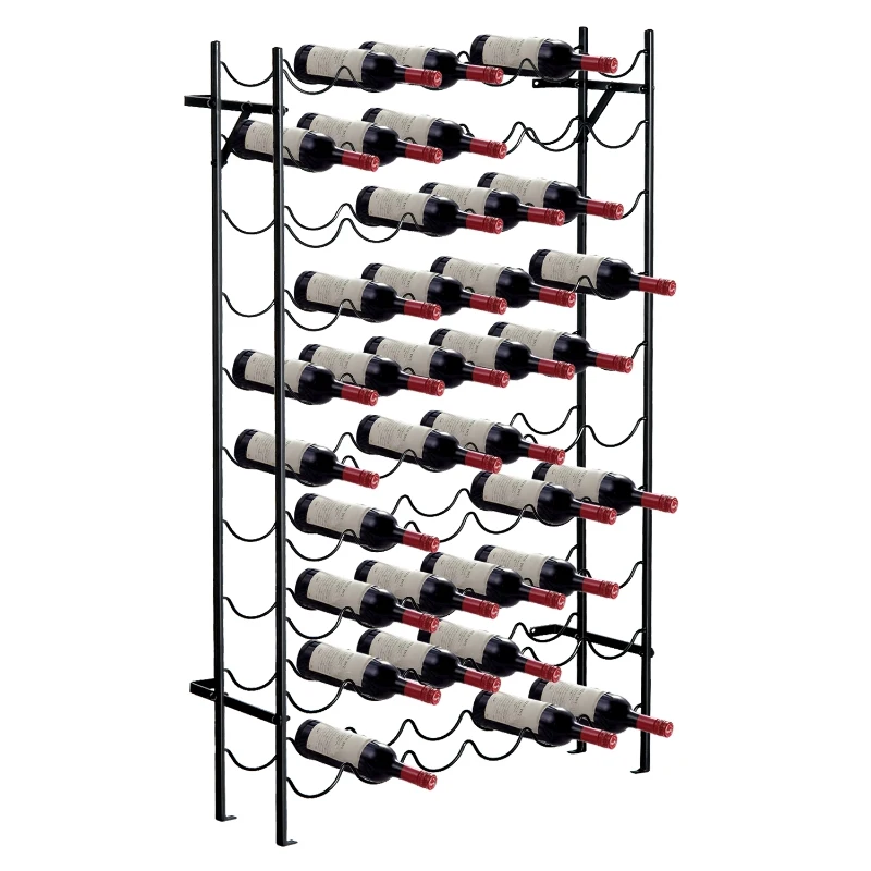 HOMCOM Wine Holder Rack with 10 Tier 60 Bottles Storage Ideal Bar Display in Black 63 x 20.5 x 118cm