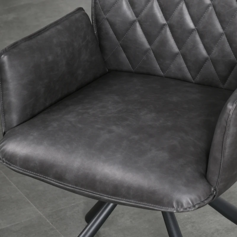 HOMCOM Swivel Dining Chair Upholstered Leisure Seat for Kitchen Living Room Office with Metal Legs