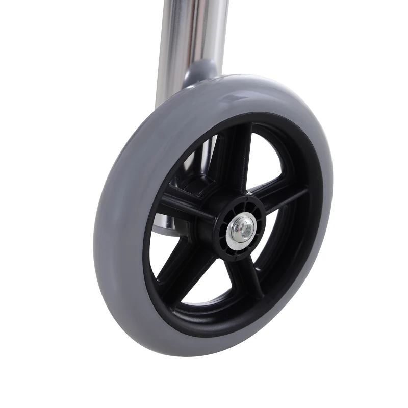 HOMCOM Folding Lightweight Aluminium Walking Assist Walking Frame Walker Mobility Aid Height Adjustable w/ 2 Front Wheels