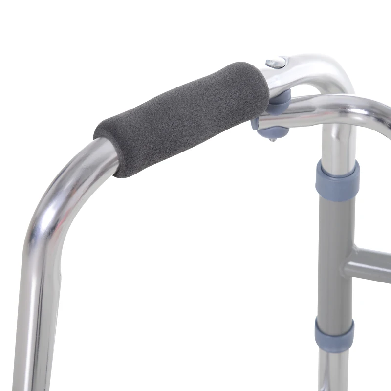 HOMCOM Folding Lightweight Aluminium Walking Assist Walking Frame Walker Mobility Aid Height Adjustable w/ 2 Front Wheels