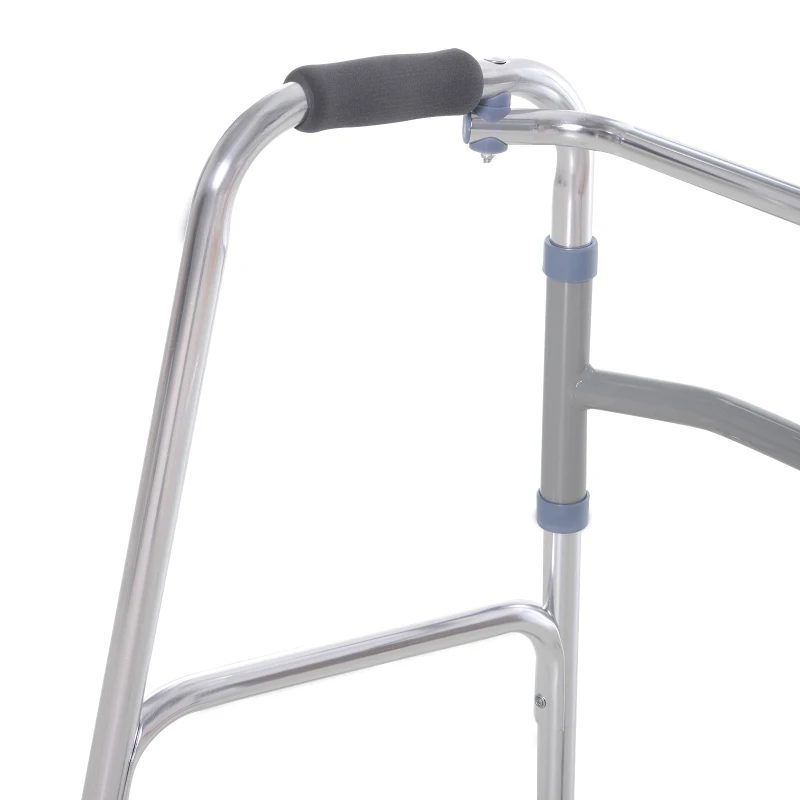 HOMCOM Folding Lightweight Aluminium Walking Assist Walking Frame Walker Mobility Aid Height Adjustable w/ 2 Front Wheels