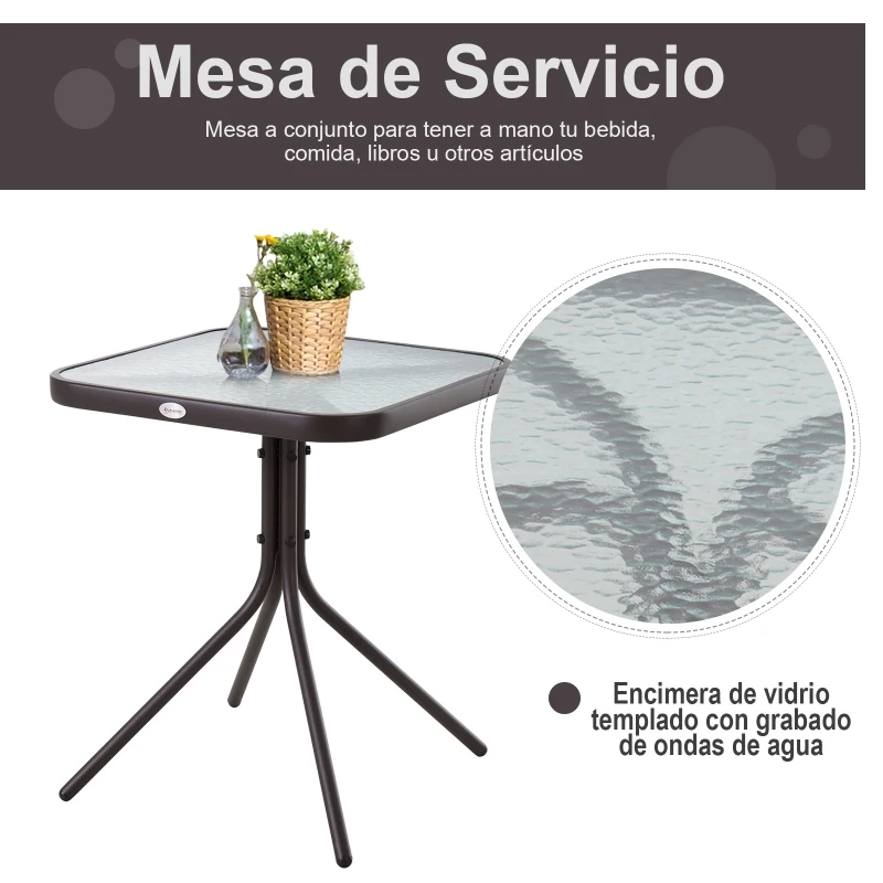 Outsunny Conjunto de Muebles de Jardín Set de 2 Silla Mecedoras 1 Mesa de Acero Textilene para Patio Terraza Exterior 50x50x60 cm Carga 160 kg Gris