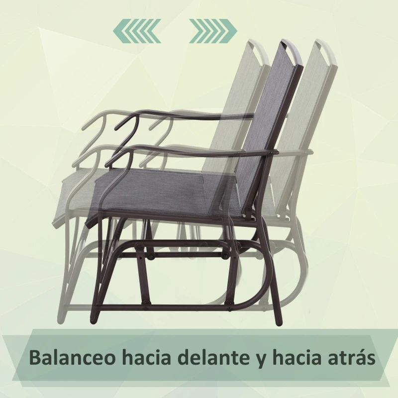 Outsunny Conjunto de Muebles de Jardín Set de 2 Silla Mecedoras 1 Mesa de Acero Textilene para Patio Terraza Exterior 50x50x60 cm Carga 160 kg Gris