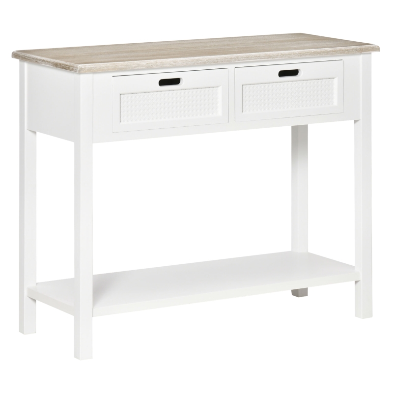 HOMCOM Console Table w/ Drawers and Shelf Sofa Table for Hallway Living Room Bedroom