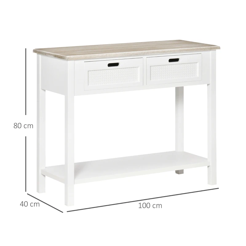 HOMCOM Console Table w/ Drawers and Shelf Sofa Table for Hallway Living Room Bedroom
