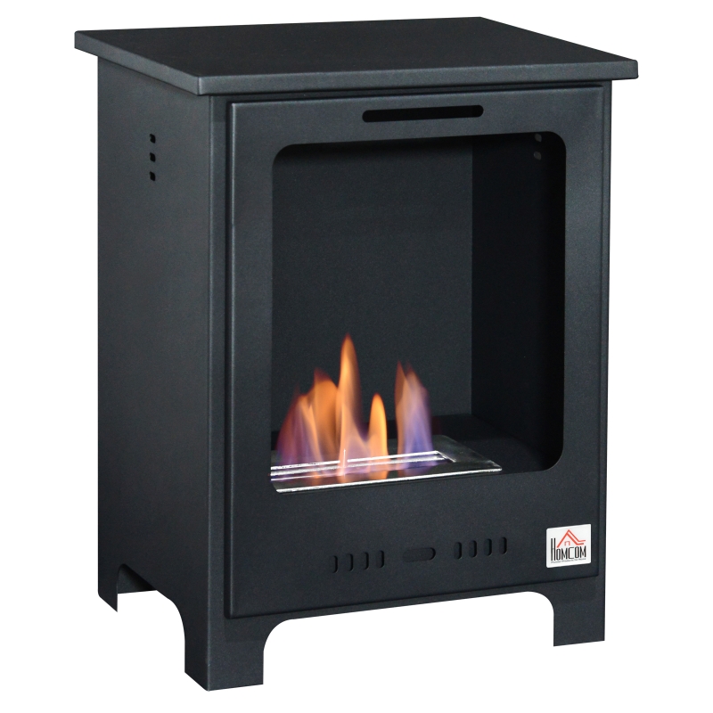HOMCOM Ethanol Fireplace Ventless Fireplace Real Flame 1.5L Burner Black