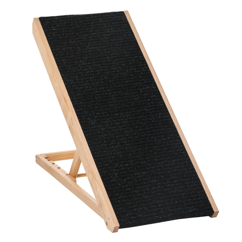 PawHut Pet Ramp Foldable Height Adjustable Bed Steps for Dogs & Cats with Non-slip Carpet