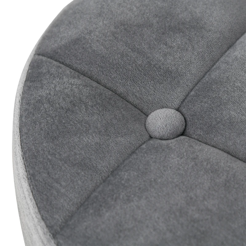 HOMCOM Round Rolling Stool Chair Height Adjustable Swivel Salon Stool with Wheels， Grey