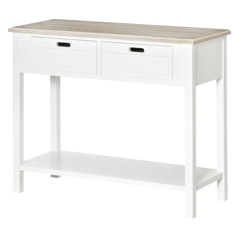 HOMCOM Console Table w/ Drawers and Shelf Sofa Table for Hallway Living Room Bedroom