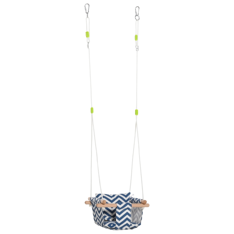 Outsunny Baby Swing Chair with Wooden Frame Cotton Cushion Pillow Indoor Outdoor