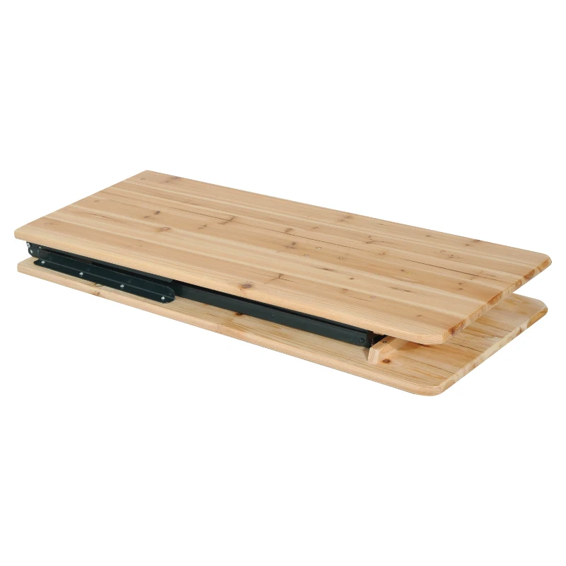 Outsunny Conjunto de Jardim Refeição para 4-6 Pessoas com Banco Dobrável para Exterior Mesa 218x46x75cm Bancos 218x24,5x43cm Madeira e Verde