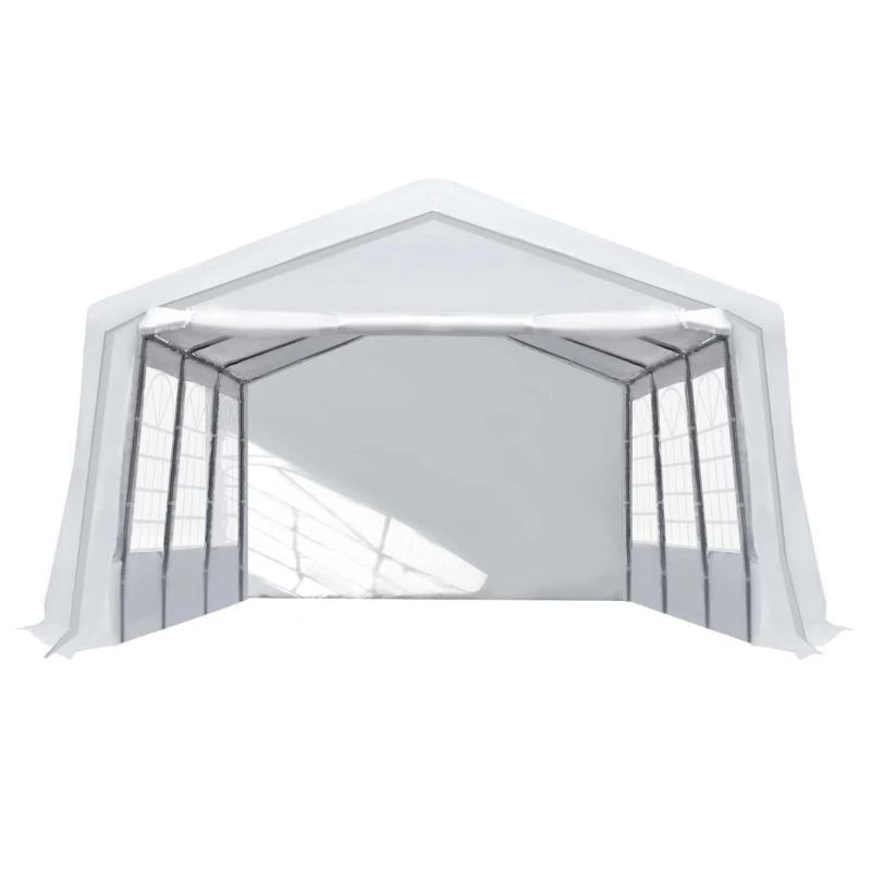 Outsunny Tenda para Festas 8x4m Tenda de Jardim com 4 Paredes Laterais 8 Janelas para Festas Eventos Casamento Aço PE Branco