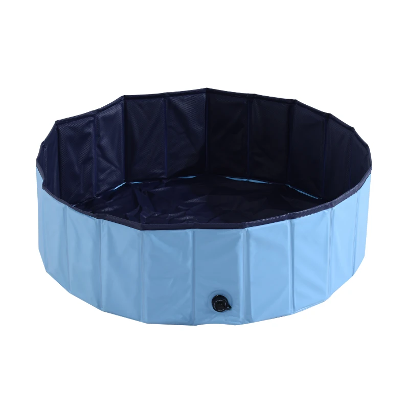 PawHut Piscina Dobrável para Cães Ø100x30 cm Banheira Portátil para Animais de Estimação Antiderrapante PVC Multiusos Cor Azul