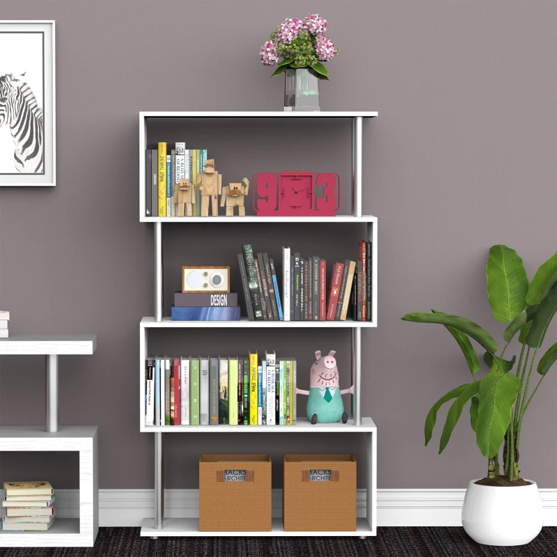 HOMCOM Estante moderna para escritório Estante de livros 145x80x30cm branco
